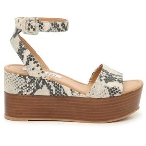 Steve Madden Zilya Faux Snakeskin Ankle Strap Platform Wedge Sandals size 8